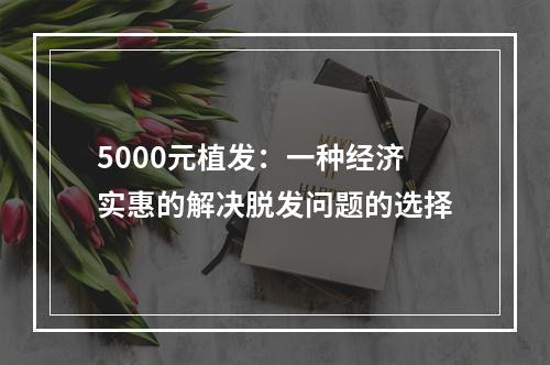 5000元植发：一种经济实惠的解决脱发问题的选择