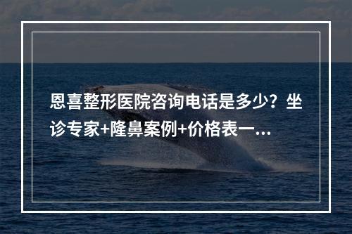 恩喜整形医院咨询电话是多少？坐诊专家+隆鼻案例+价格表一网打尽！