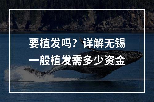 要植发吗？详解无锡一般植发需多少资金