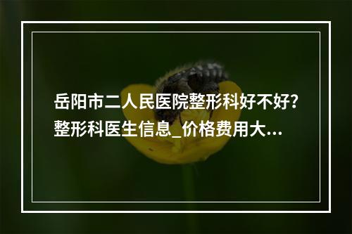 岳阳市二人民医院整形科好不好？整形科医生信息_价格费用大公开~