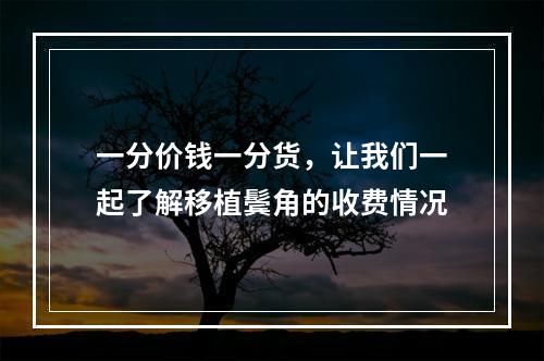 一分价钱一分货，让我们一起了解移植鬓角的收费情况