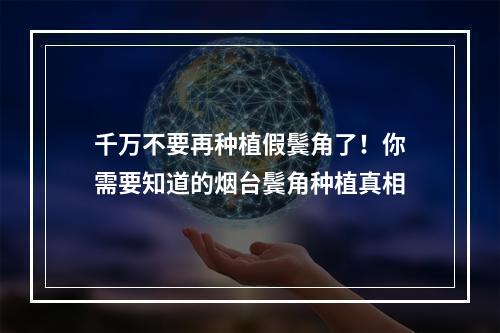 千万不要再种植假鬓角了！你需要知道的烟台鬓角种植真相