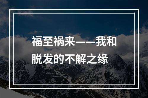 福至祸来——我和脱发的不解之缘