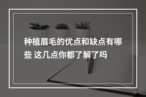 种植眉毛的优点和缺点有哪些 这几点你都了解了吗