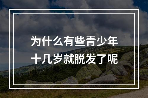 为什么有些青少年十几岁就脱发了呢