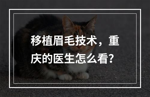 移植眉毛技术，重庆的医生怎么看？