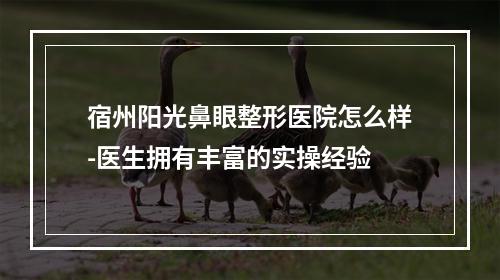 宿州阳光鼻眼整形医院怎么样-医生拥有丰富的实操经验