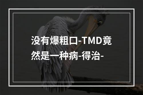 没有爆粗口-TMD竟然是一种病-得治-