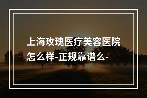 上海玫瑰医疗美容医院怎么样-正规靠谱么-