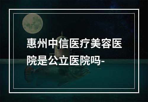 惠州中信医疗美容医院是公立医院吗-