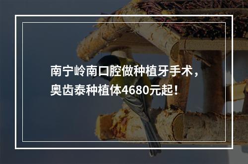 南宁岭南口腔做种植牙手术，奥齿泰种植体4680元起！