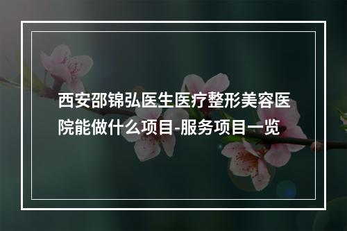 西安邵锦弘医生医疗整形美容医院能做什么项目-服务项目一览