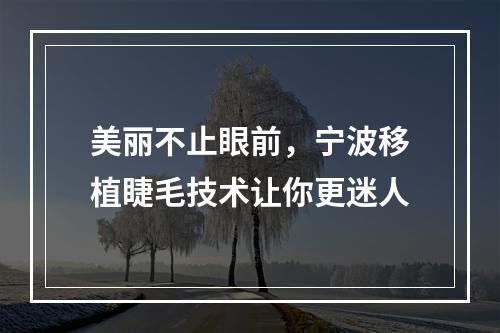 美丽不止眼前，宁波移植睫毛技术让你更迷人