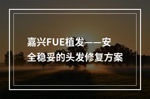 嘉兴FUE植发——安全稳妥的头发修复方案