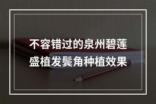 不容错过的泉州碧莲盛植发鬓角种植效果