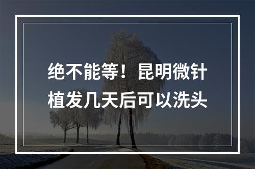 绝不能等！昆明微针植发几天后可以洗头