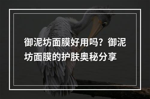 御泥坊面膜好用吗？御泥坊面膜的护肤奥秘分享