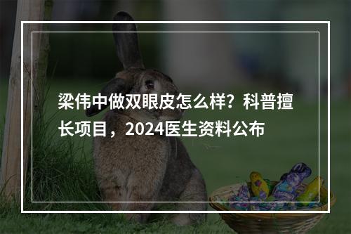 梁伟中做双眼皮怎么样？科普擅长项目，2024医生资料公布