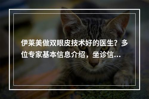 伊莱美做双眼皮技术好的医生？多位专家基本信息介绍，坐诊信息!