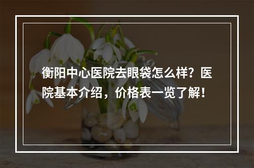 衡阳中心医院去眼袋怎么样？医院基本介绍，价格表一览了解！