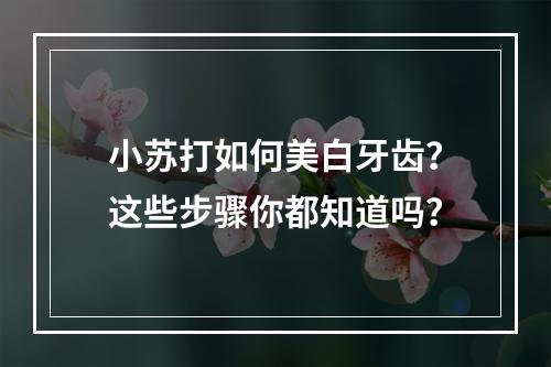 小苏打如何美白牙齿？这些步骤你都知道吗？