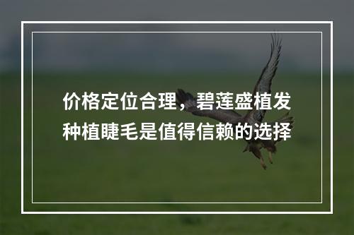 价格定位合理，碧莲盛植发种植睫毛是值得信赖的选择