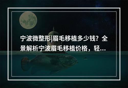 宁波微整形|眉毛移植多少钱？全景解析宁波眉毛移植价格，轻松掌握