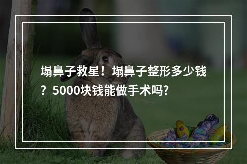 塌鼻子救星！塌鼻子整形多少钱？5000块钱能做手术吗？