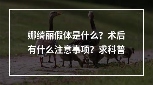 娜绮丽假体是什么？术后有什么注意事项？求科普