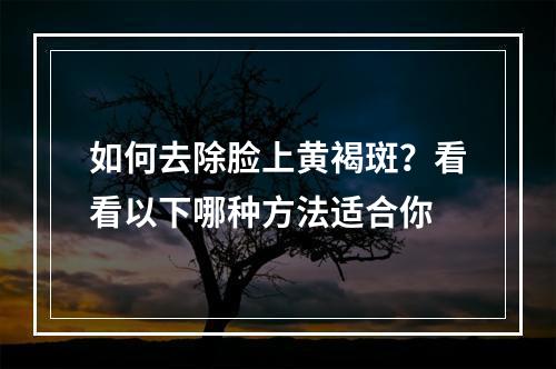 如何去除脸上黄褐斑？看看以下哪种方法适合你