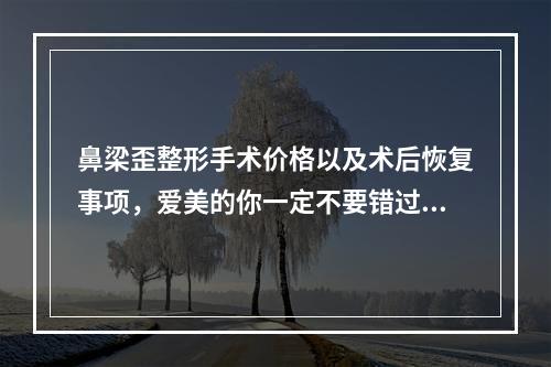 鼻梁歪整形手术价格以及术后恢复事项，爱美的你一定不要错过！