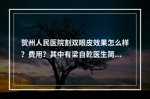 贺州人民医院割双眼皮效果怎么样？费用？其中有梁自乾医生简介+案例分享