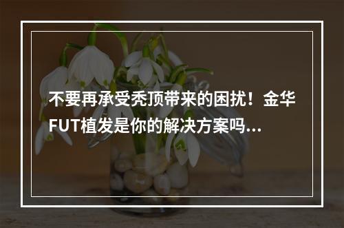 不要再承受秃顶带来的困扰！金华FUT植发是你的解决方案吗？