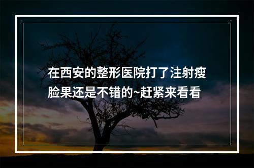 在西安的整形医院打了注射瘦脸果还是不错的~赶紧来看看