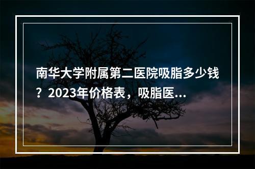 南华大学附属第二医院吸脂多少钱？2023年价格表，吸脂医生一览~