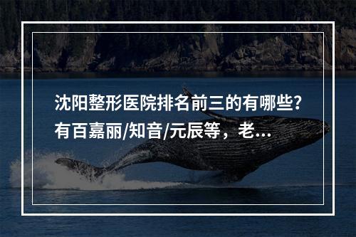 沈阳整形医院排名前三的有哪些？有百嘉丽/知音/元辰等，老牌医美