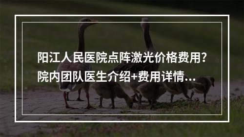 阳江人民医院点阵激光价格费用？院内团队医生介绍+费用详情！