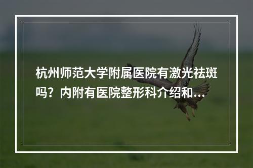 杭州师范大学附属医院有激光祛斑吗？内附有医院整形科介绍和专业医生团队的推荐供大家参考！