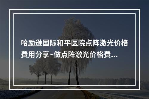 哈励逊国际和平医院点阵激光价格费用分享~做点阵激光价格费用怎么样?