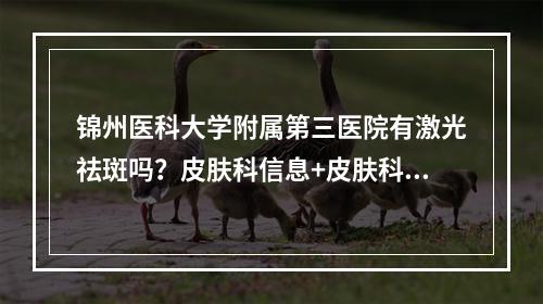 锦州医科大学附属第三医院有激光祛斑吗？皮肤科信息+皮肤科医生推荐