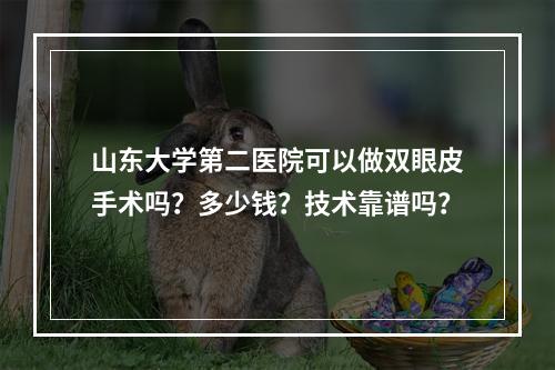 山东大学第二医院可以做双眼皮手术吗？多少钱？技术靠谱吗？