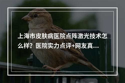 上海市皮肤病医院点阵激光技术怎么样？医院实力点评+网友真实测评！