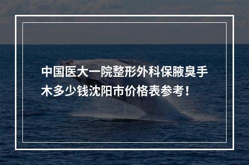 中国医大一院整形外科保腋臭手木多少钱沈阳市价格表参考！