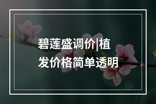 碧莲盛调价|植发价格简单透明