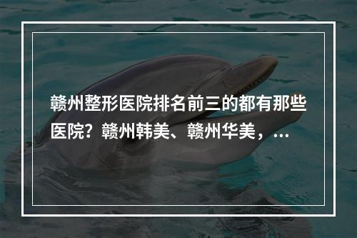 赣州整形医院排名前三的都有那些医院？赣州韩美、赣州华美，哪家更好？