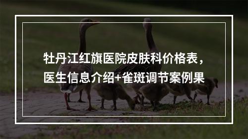 牡丹江红旗医院皮肤科价格表，医生信息介绍+雀斑调节案例果