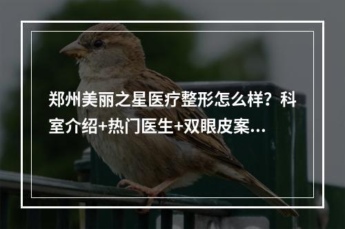 郑州美丽之星医疗整形怎么样？科室介绍+热门医生+双眼皮案例