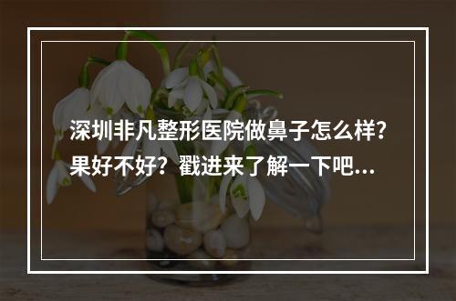 深圳非凡整形医院做鼻子怎么样？果好不好？戳进来了解一下吧！