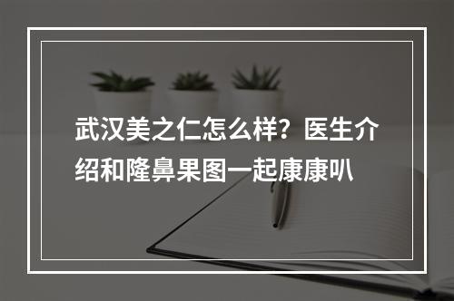 武汉美之仁怎么样？医生介绍和隆鼻果图一起康康叭