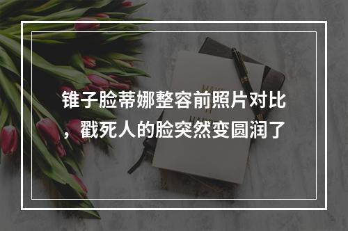 锥子脸蒂娜整容前照片对比，戳死人的脸突然变圆润了